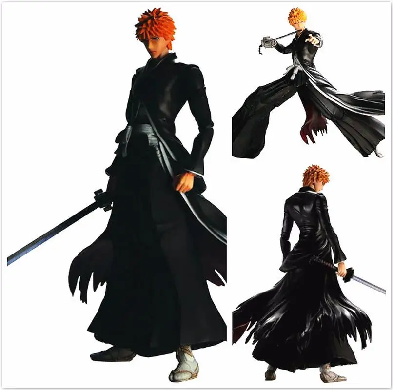 

Free Shipping 9" PA KAI QUARE ENIX Bleach Kurosaki Ichigo Black Boxed 25cm PVC Action Figure Collection Model Doll Toy Gift