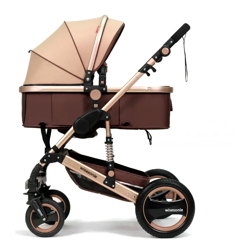 High Landscape Fold Baby stroller, 2 in 1 baby carriage with rubber