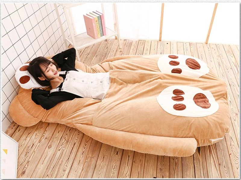 Dorimytrader 180cm x 120cm pop cuddly cartoon smiling bear plush beanbag soft bed tatami sleeping bag sofa mattress carpet gift decoration DY61834(11)