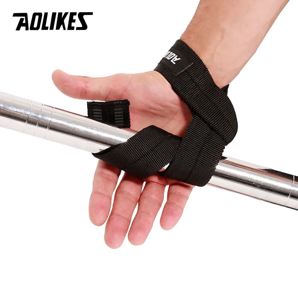 AOLIKES 1 Pair Weight lifting Wrist Straps Fitness Bodybuilding Training Gym CrossFit lifting straps with Non Slip Flex Gel Grip