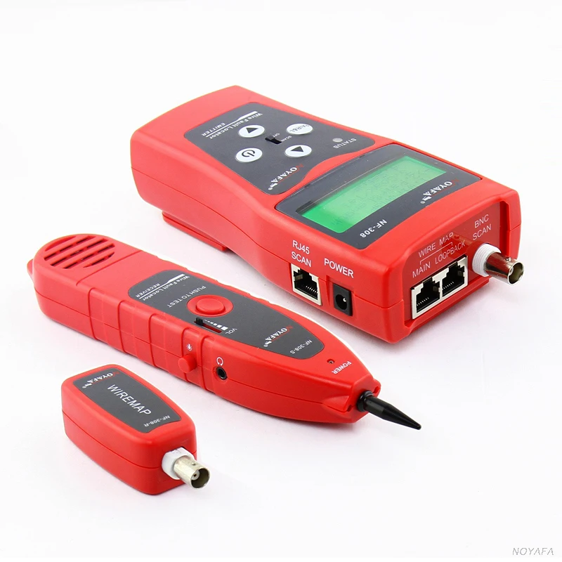 Noyafa красный NF-308 LAN Сетевой кабель тестер локатор для Cat5e Cat6e RJ45 Coacial USB BNC RJ11 тестер для телефонного кабеля Tracer NF308