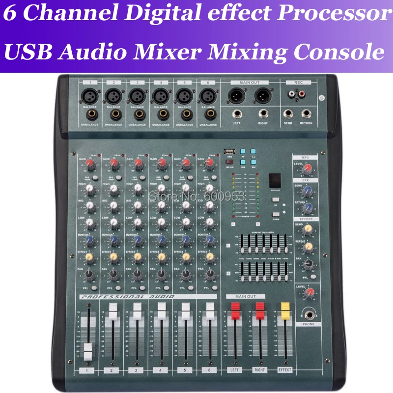 

MiCWL 6 Channel High Quality Audio Music USB Mixer Mixing Console Pro Digital effect processor Console de mistura de mixagem de
