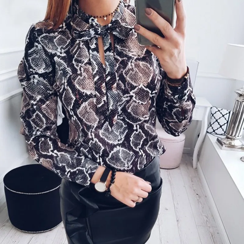 

Summer Print Chiffon Blouse Women Tops Bow Tie Blouses Elegant Chiffon Tops Plus Size Blusas Femininas