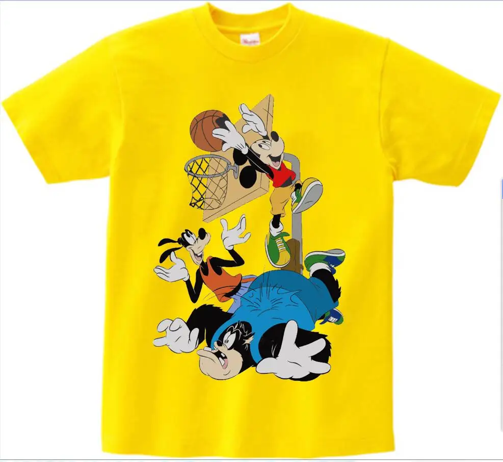 Детские футболки с изображением Микки Мауса футболка с короткими рукавами с изображением мышки футболка для маленьких мальчиков и девочек с Дональдом летняя футболка с круглым вырезом От 2 до 15 лет N - Цвет: yellow childreTshirt