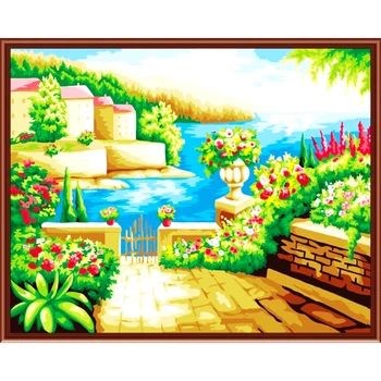 

Hot Sale Diy 5D Diamond Painting Garden Full Round Diamond Mosaic Picture Diamond Embroidery Landscape Pattern Rhinestones