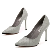 Dropshipping Women Genuine Leather Pumps 10cm Thin High Heels Sexy Pointed Toe Slip-on Red Wedding Party Shoes For Lady F0003 kjstyrka women pumps 2018 autumn shoes transparent 10cm high heels sexy pointed toe slip on clear party dress shoes for lady