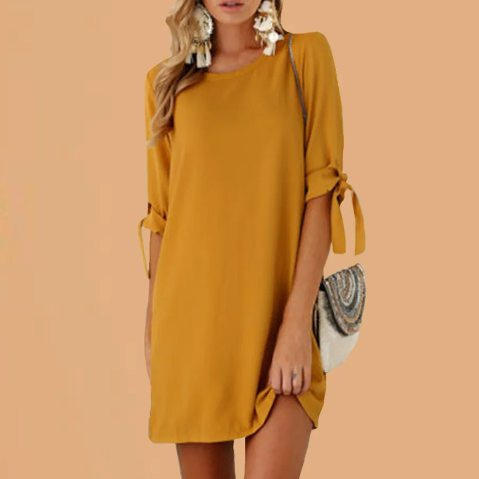 mustard yellow tunic dress