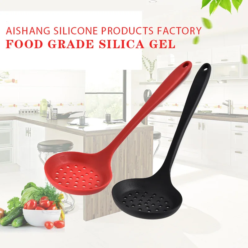 

Newly Silicone Colander High Temperature Resistant Skimmer Spoon with Long Handle Kitchen Supplies XSD88