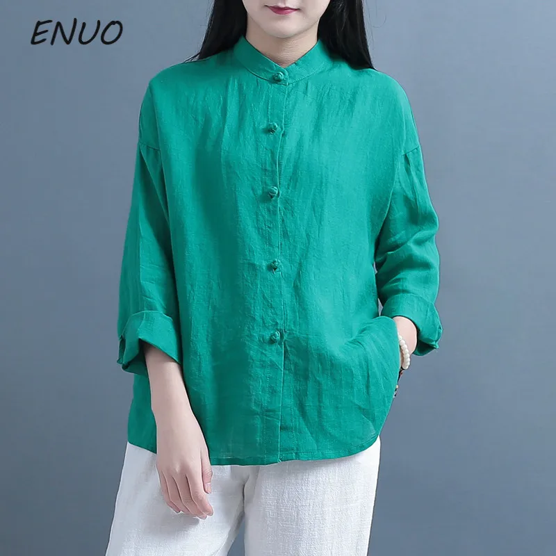 Chinese Style Plate Button Shirt Women's Spring Autumn Long sleeve ...