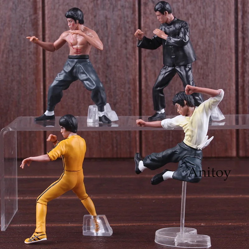 Free Shipping Cool Bruce Lee Kung Fu PVC Action Figures Collection Toys 4pcs/set New in Box OTFG070