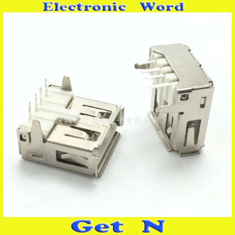 

100pcs A Type 90Degree USB2.0 Female Connector AF Type 2.0USB Power Jacks Sockets SMD Straight Foots