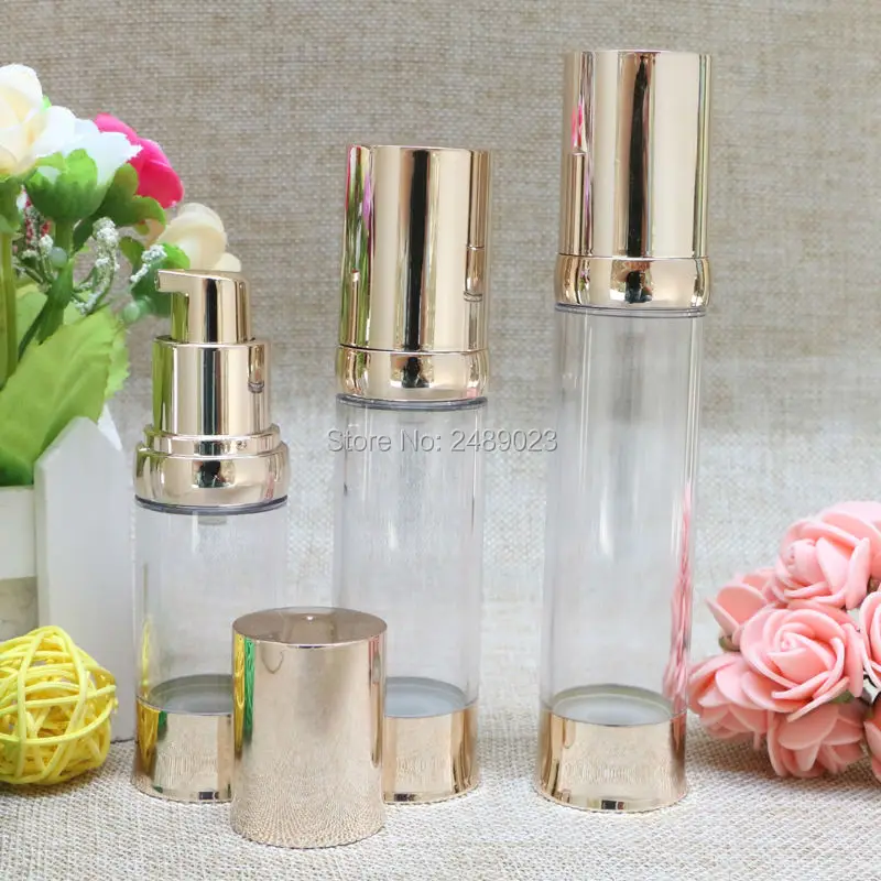 

Gold Empty Refillable Bottles Travel Essential Lotion Cosmetic Container 20ml 30ml 40ml Airless Pump Bottle 100pcs/lot