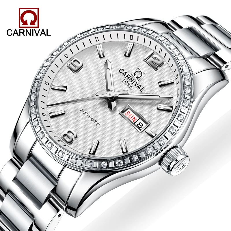 Часы Carnival watch Мужские механические часы из нержавеющей стали с автоматическим