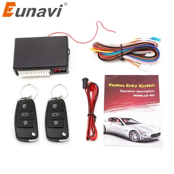 

Eunavi Universal Car Auto Keyless Entry System Button Start Stop LED Keychain Central Kit Door Lock with Remote Control