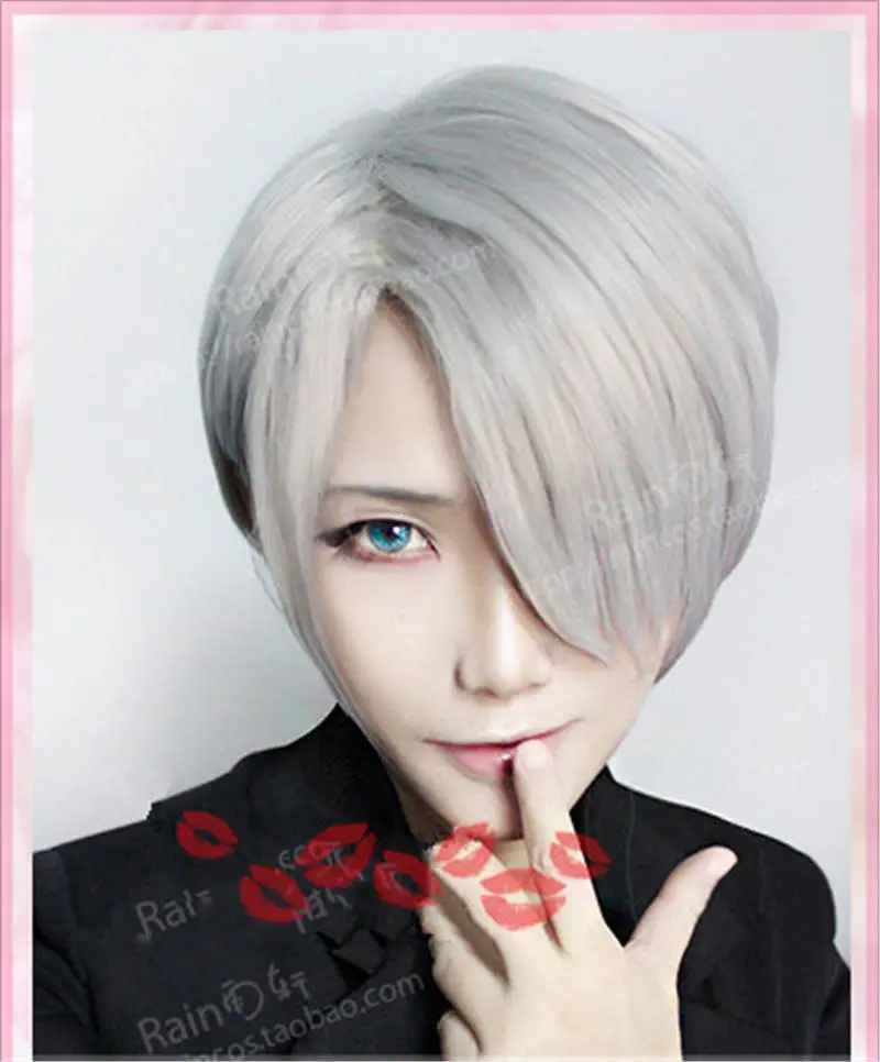 Cosplay&ware Yuri On Ice Nikiforov Wig Victor Cosplay Wigs Heat Resistant Synthetic Hair & Cap -Zentai shop online