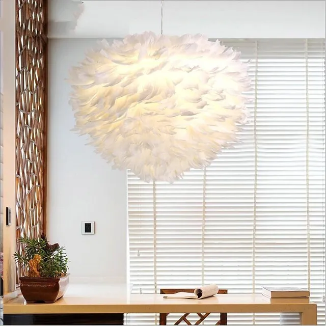 Creative Kids Led White Real Feather Pendant Lights Lamp Decor Creative Kids Led White Real Feather Pendant Lights Lamp Decor Fixtures Living Room Kitchen Gift