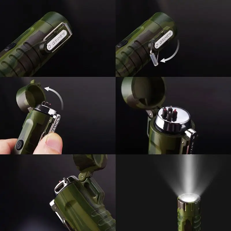 Usb светодиодный фонарик плазменная зажигалка камуфляжные зажигалки
