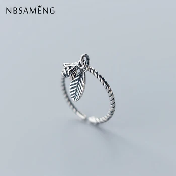 

100% 925 Sterling Silver Wedding Rings For Women Bee Flower Vintage Engagement Ring Jewelry Luxury Brand Jewelry Gift