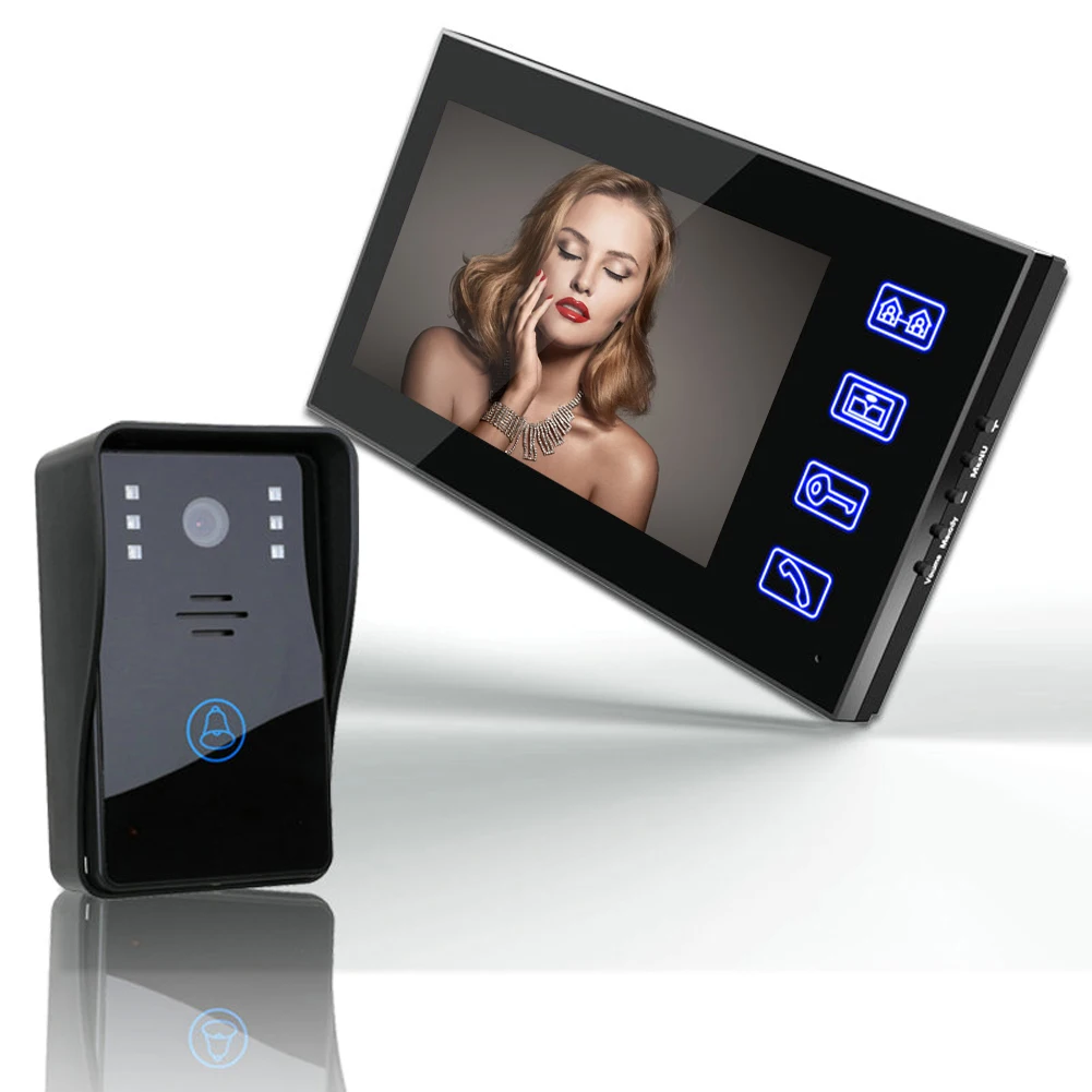 

7" 1000TVL Video Door Phone Intercom Doorbell Touch Button with Remote Door Bell Home Security Night Vision Color Rainproof