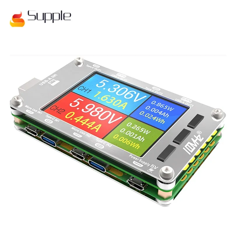 

Supple T50N USB Dual Channel Meter color screen display tester USB voltage current power capacity meter, QC2.0 QC3.0 PD test