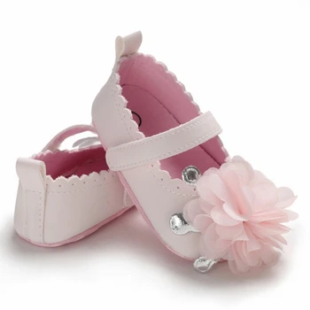 

Newborn Baby Girl Shoes Floral Up PU Leather Princess Baby Anti-slip Shoes First Walkers Moccasins For Girls 0-18M