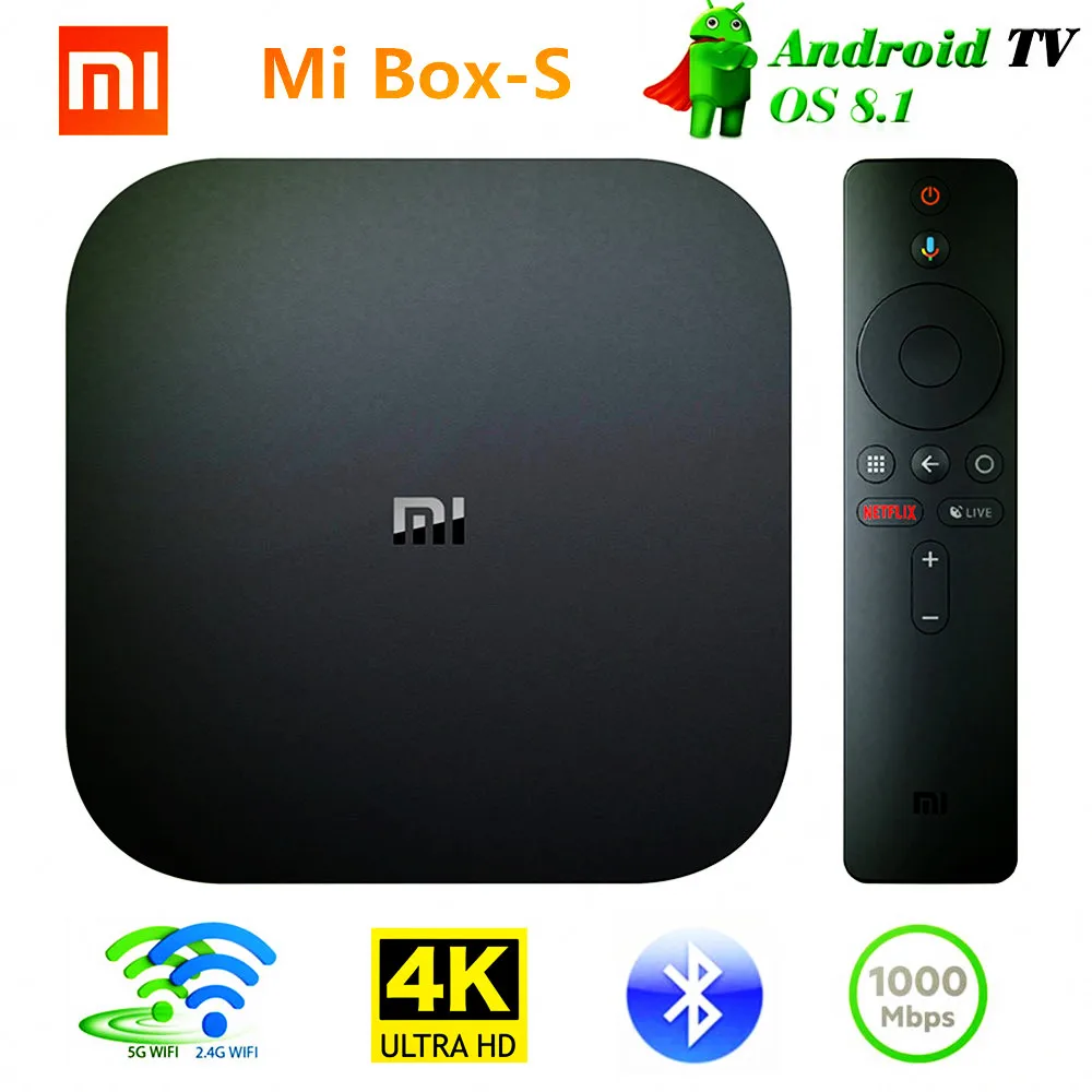 Xiaomi mi коробка-S ТВ Box Android 8 1 4 ядра 2 ГБ HD 0 г 5 Г wi-Fi BT4.2 Media Player Поддержка Google помощник