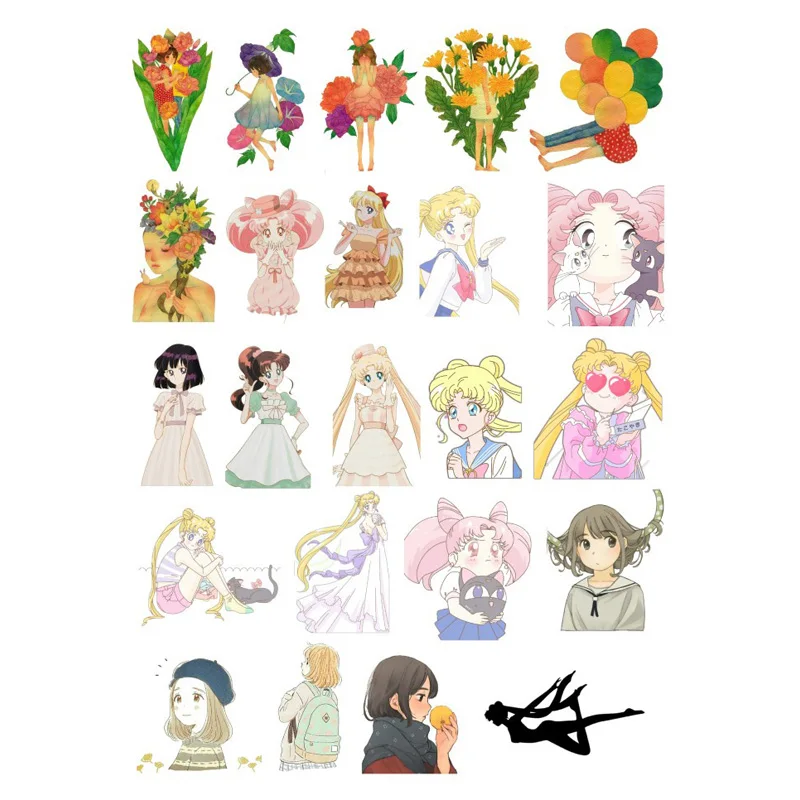 40Pcs Sailor Moon Stickers Japan Anime Character Printed Scrapbooking Crafts DIY