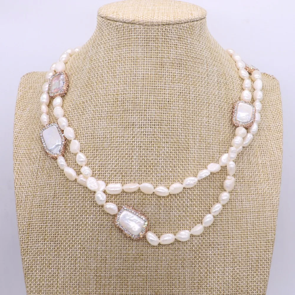 

Natural pearls necklace handmade jewelry necklace with rhinestone necklace long necklace Natural pearls fashion jewelry 1833