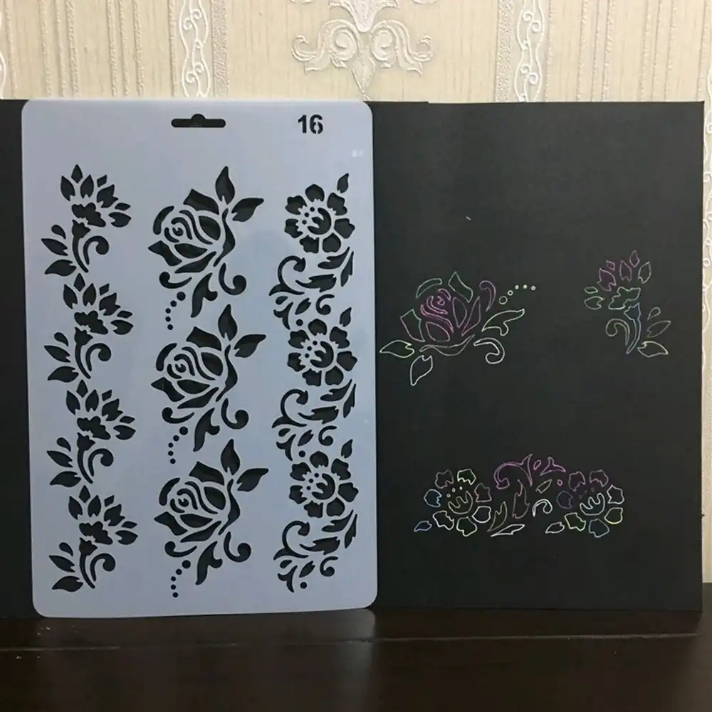 Eno Greeting Flower Border Stencil Art Resusable Soft Plastic Stencil For Diy Scrapbooking And Wall Decor Furniture Painting Stencil For Diy Stencils For Diy Scrapbookingstencil Art Aliexpress