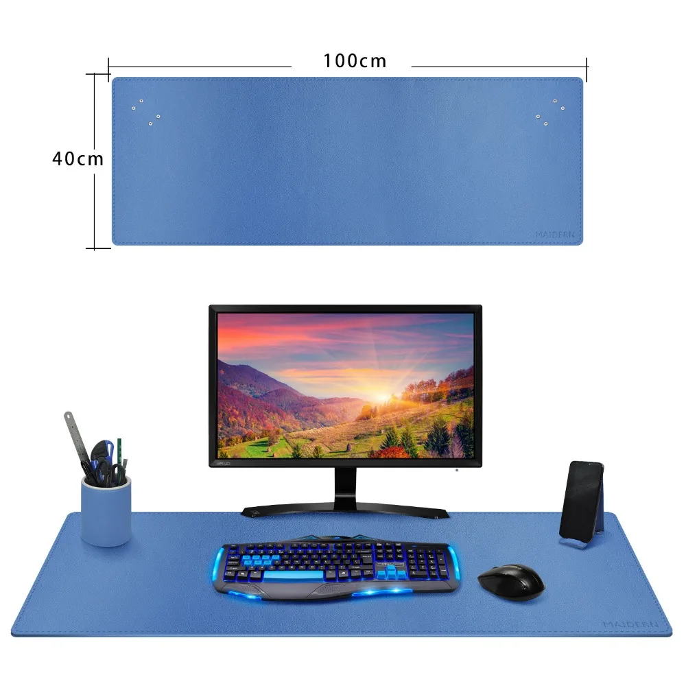 

Large PU Leather Office Working Home Desk Pad 100x40cm Keyboard Mat Mouse Pad with Pen Holder Phone Stand Desk Organizer Mat