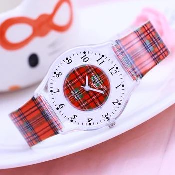 

2018 new women girls summer fashion plaid quartz wristwatches students jewelry ultra-thin electronic waterproof gifts watches