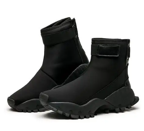 Стильные женские ботильоны черного цвета на застежке-липучке Женская обувь в стиле «хип-хоп» Женская обувь на осень Boots35-40