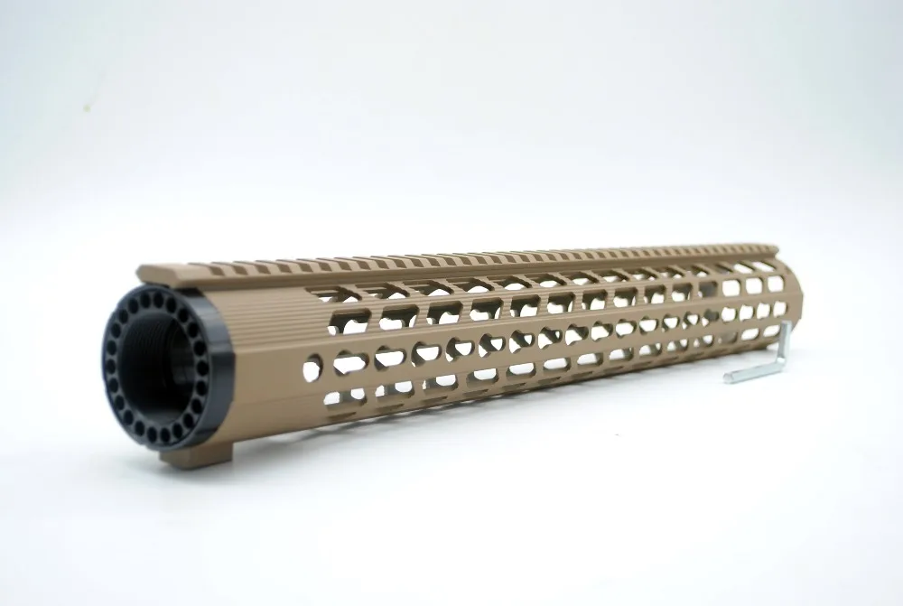 TriRock 15/17 ''дюймовый Keymod Free Float Handguard монолитный Топ Rail_Tan цветной напечатанный Fit. 308/7. 62+ 7075 алюминиевая гайка