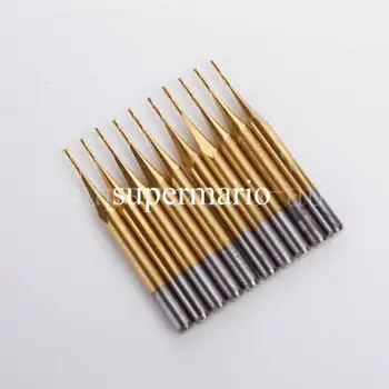 

10pcs 1/8'' Titanium N2 Coated Carbide CNC Double Two Flute Spiral Bits Router 0.8mm x3mm Free Shipping (2LX3.0803-Ti x10pc-US)