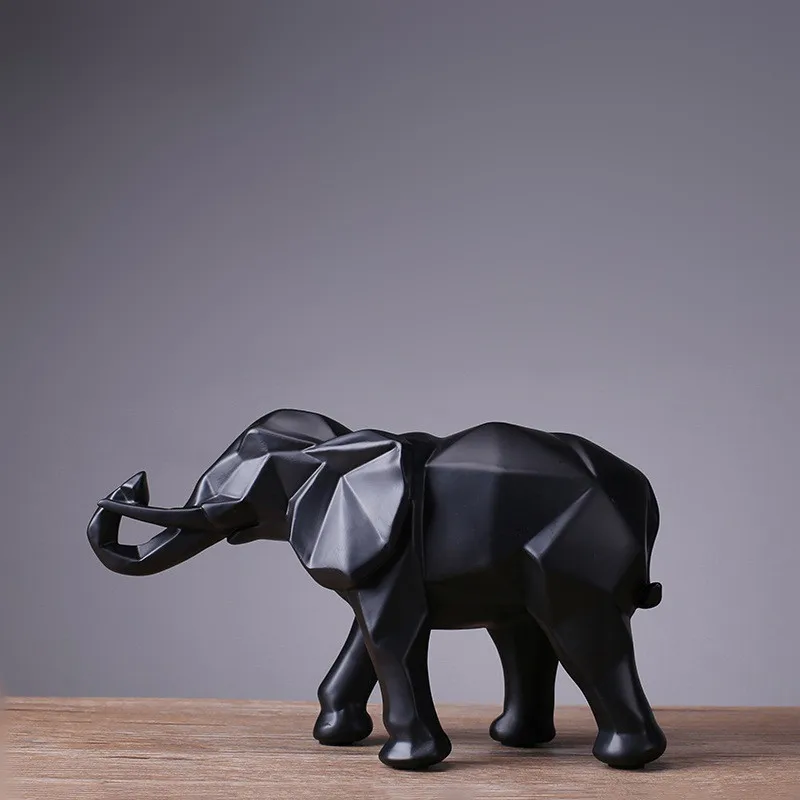 

Modern Abstract Black Elephant Statue Resin Ornaments Home Decoration Accessories Gift Elephant Sculpture Animal Crafts