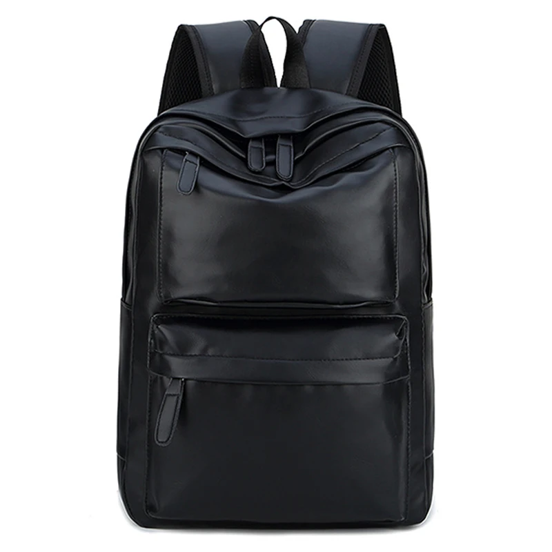 Винтажный однотонный мужской рюкзак из искусственной кожи, черный, коричневый, большая вместительность, мягкий Ретро стиль, мужской рюкзак, Мужская школьная сумка, рюкзак для колледжа - Цвет: Черный