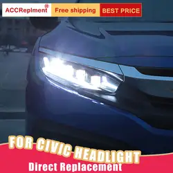 2 шт. светодиодный фары для Honda Civic 2016-2019 светодиодный Автомобильные фары ангельские глазки все светодиодный HID комплект протовотуманная