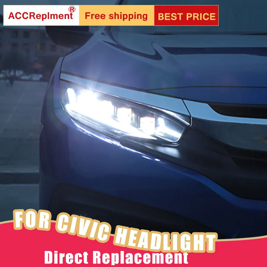 

2Pcs LED Headlights For Honda Civic 2016-2019 led car lights Angel eyes ALL LED HID KIT Fog lights LED Daytime Running Lights