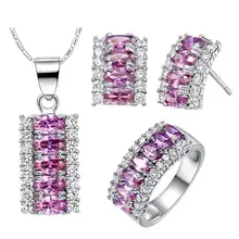 Горячая Акция белого золота colou Для женщин Цепочки и ожерелья Серьги и кольцо Ювелирные наборы для свадьбы/Вечеринки t499-8