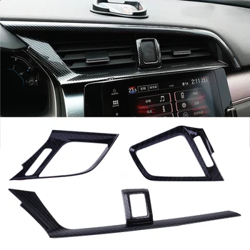 

CITALL 3pcs Carbon Fiber Texture Interior Dashboard Air Vent Outlet Cover Trim For Honda Civic 10th Sedan Coupe 2016 2017