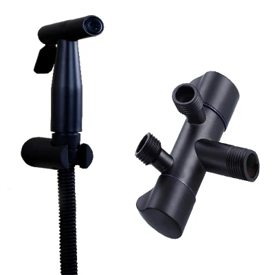 

Handheld Bidet Spray Black Single Hole Copper Shower Sprayer Set Toilet Shattaf Sprayer Douche Kit Bidet Faucet