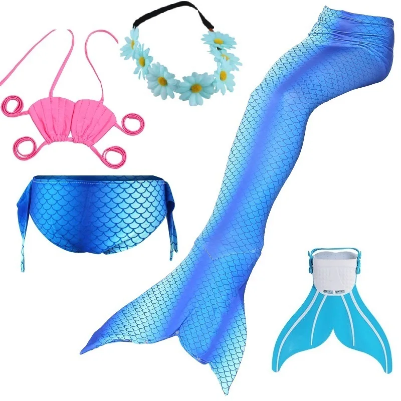 Children Swimming Mermaid Tails With Monofin Fin Cosplay Costume Girls Kids Swimsuit Ariel Swimmable Mermaid Tail for Swimming - Цвет: JP09Ab