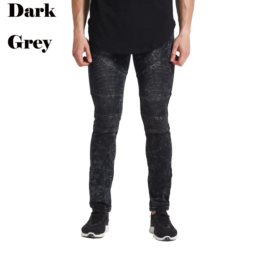 MrPick, новинка, мужские рваные джинсы с потертостями, байкерские джинсы,, городской стиль, 5 стилей, обтягивающие джинсы-карандаш с дырками, Стрейчевые джинсы - Цвет: Item4 Dark Grey