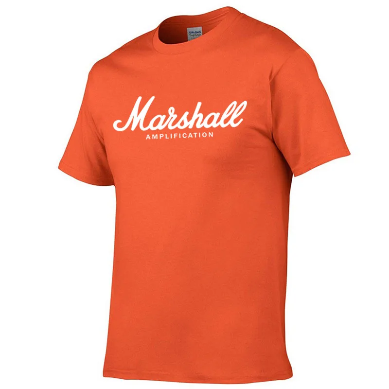 hot sale summer cotton Marshall t shirt men short sleeves tee hip hop T-shirt streetwear Boy/girl Tshirt XXS-2XL - Цвет: Orange-White