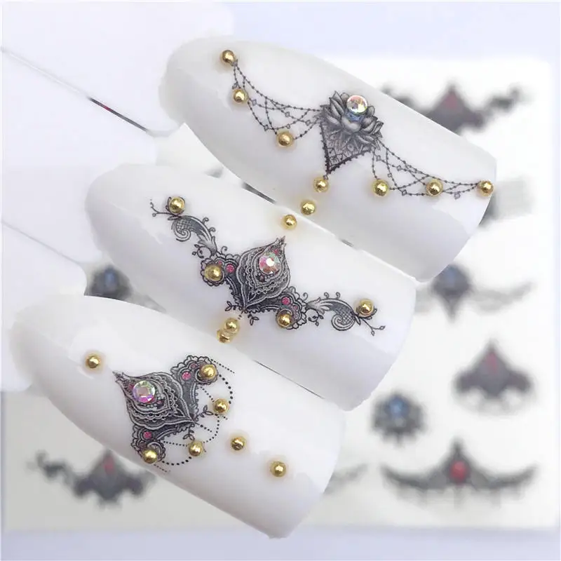 

LCJ 1 PC Gemstone / Necklace / Flower For Nail Art Watermark Tattoo Nail Sticker Water Transfer Decals Decoration