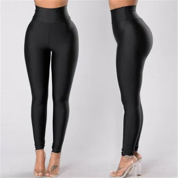 

2019 Fashion Women Solid Black High Waist Leggings Stretch Skinny Long Pants Slim Ankle-Length Leggings Slim Thin Trousers Lady