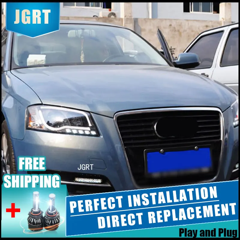 Car Styling 2008-2012 for Audi A3 Headlight assembly DoubleU Angel Eye LED DRL Lens Double Beam H7 hid kit with 2pcs. | Автомобили и