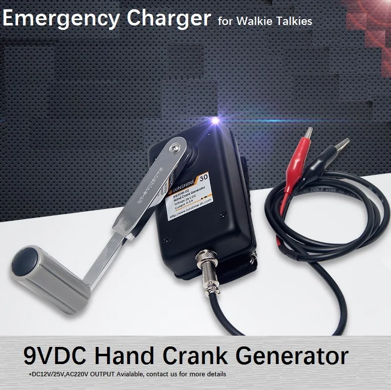 Hand Crank Generator,  Portable Power Supply, Emergency Charger, Sturdy Build of Casting Aluminum Chasis Case in Black