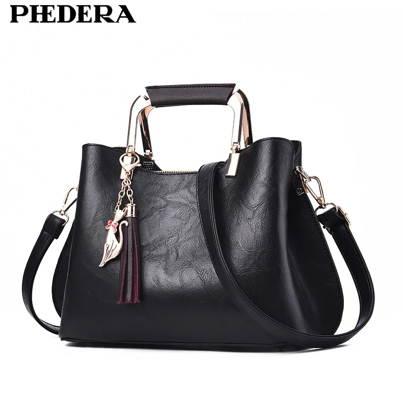 Koop PHEDERA Elegante Mode Vrouwen Tas Bakken Kwastje Zwarte Vrouwelijke Handtassen Bourgondi euml; Dames Zakken Zoete Tas voor Vrouwen 2018 Nieuwe