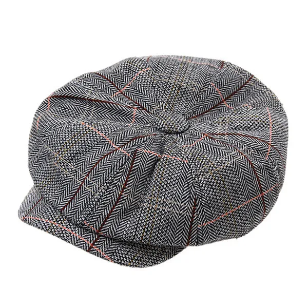 

1pc Fashion Men's Cotton Blend Striped Cabbie Newsboy Cap Flat Octagonal Driving Hat Accessories NQ678009